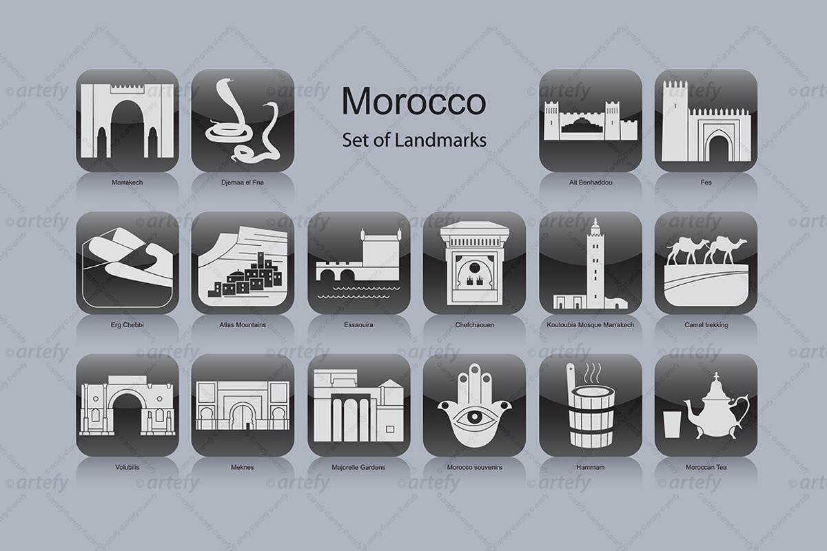 Morocco landmark icons (16x), an Icon by Artefy's Graphic Bar (Photo 1 of 2)
