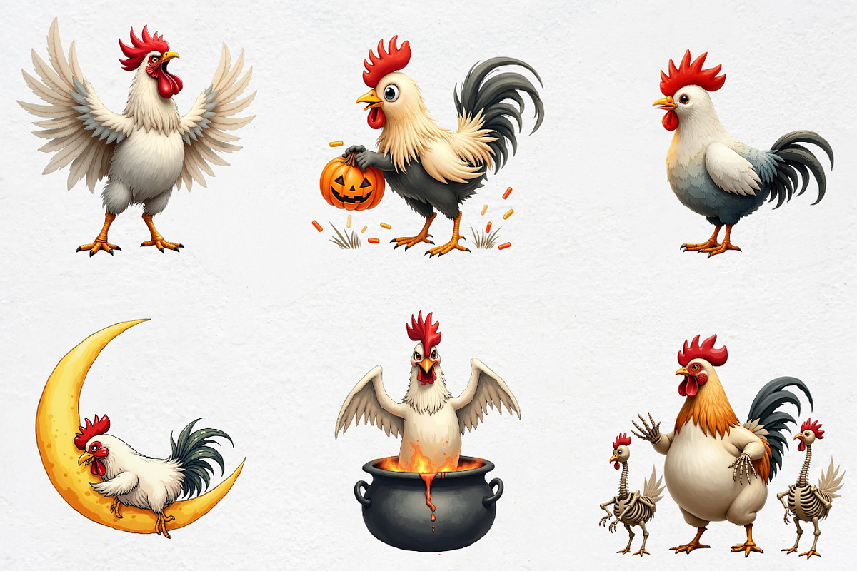 Halloween Rooster Ghost Clipart, an Illustration by CrexoraLab (Photo 2 of 5)