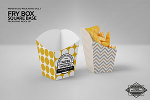 Fry Box Square Base Packaging Mockup