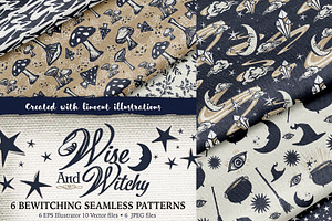 Wise & Witchy Seamless Patterns