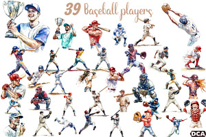 Baseball players clipart, an Icon by DreamCafeArt