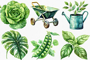 Watercolor Green Garden Clipart, an Illustration by Canvas Craft (Thumbnail 2 of 7)