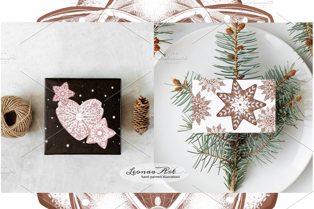 Christmas Gingerbread Clip Art, a Seasonal Illustration by Leonaa art (Photo 7 of 9)