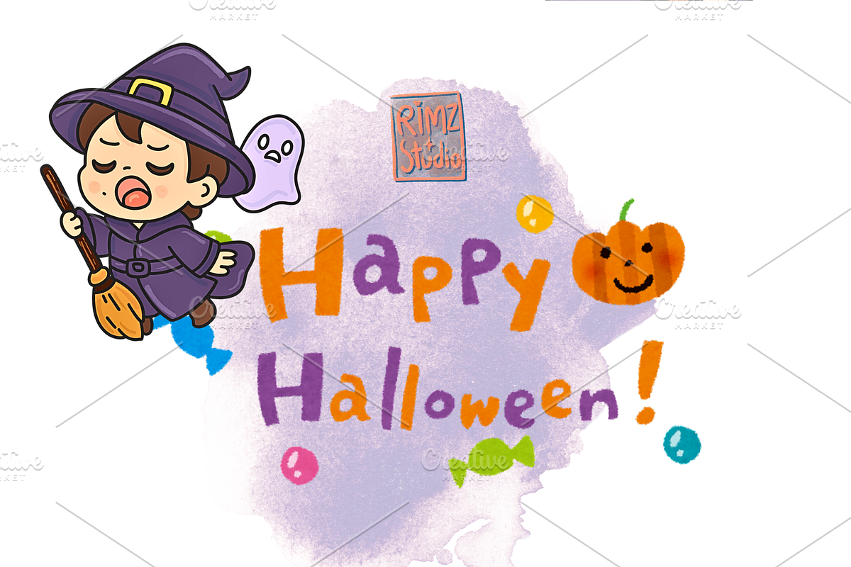 Kawaii Halloween's clipart set png, a Person Illustration by RimzStudio (Photo 3 of 5)