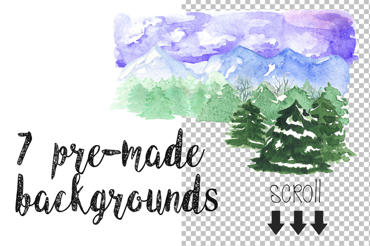 Watercolor Winter Landscape Creator, an Illustration by WBS Design (Photo 4 of 5)