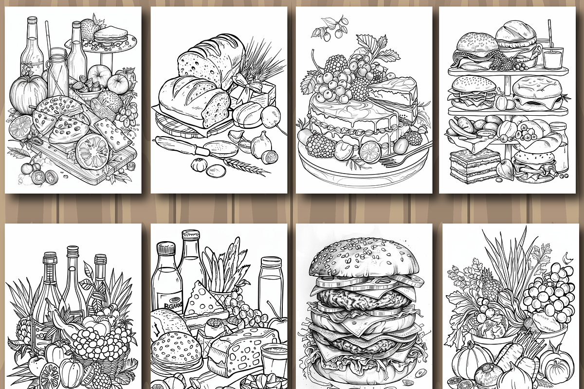 Food Coloring Book for Adults, a Seasonal Illustration by Printable Design Store (Photo 6 of 7)
