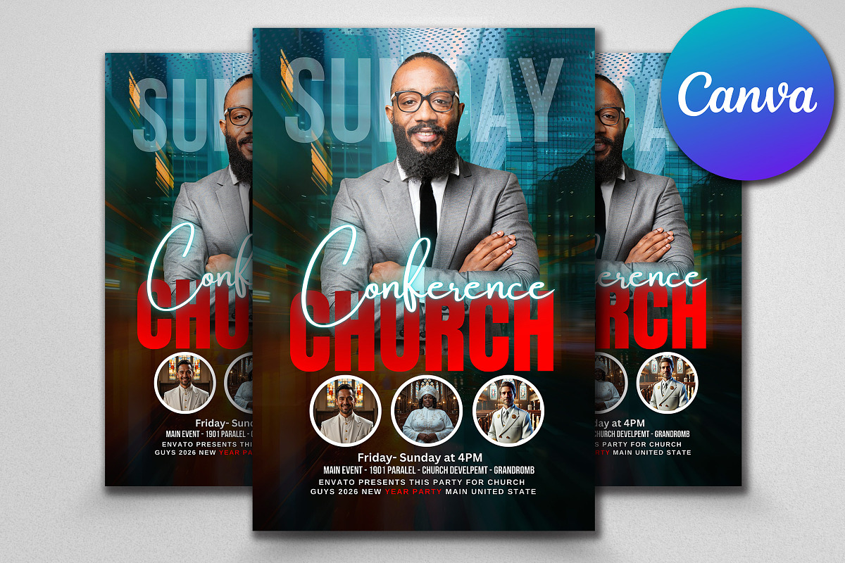 Church Service Flyer for Canva, a Flyer Template by Psd Templates (Photo 2 of 3)