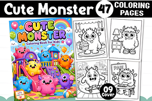 CUTE MONSTER COLORING BOOK for KIDS, a Decorative Illustration by Design Station