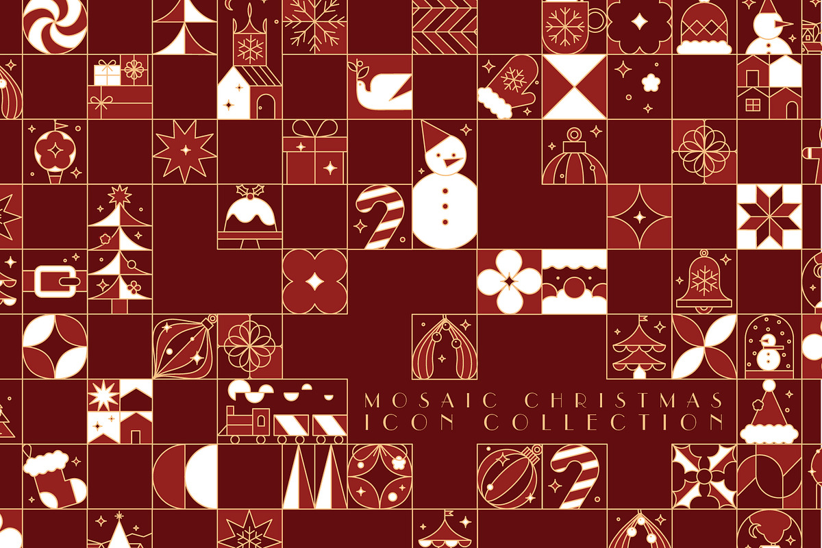 Mosaic Christmas Icon Collection, a Seasonal Illustration by Anna (Photo 1 of 12)