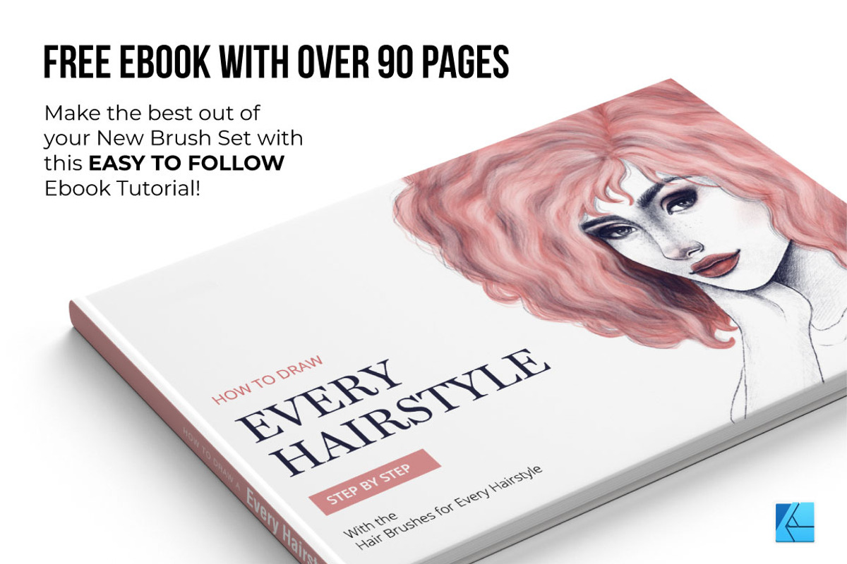 25 Hair Brushes for Affinity, a Brush Add-On by Riveros Illustration (Photo 6 of 9)