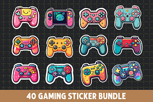 Funny Gaming Sticker Bundle PNG