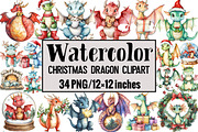 Christmas Dragon Clipart, an Illustration by Design Market (Thumbnail 1 of 4)