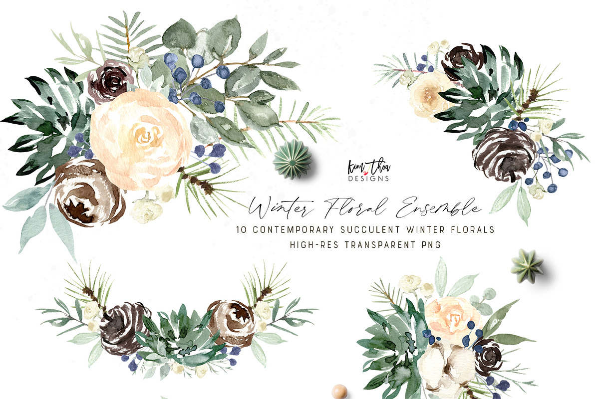 Winter Floral Ensemble, an Illustration by Kim Thoa Designs (Photo 5 of 12)