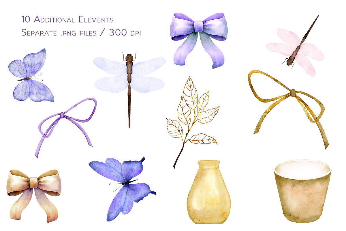 In Violet Watercolor Set, a Decorative Illustration by Aurella Art (Photo 4 of 17)