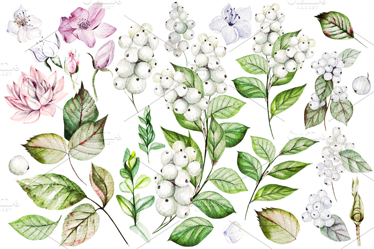 Watercolor Wedding Tender Flowers, an Object Graphic by Knopazyzy (Photo 4 of 17)