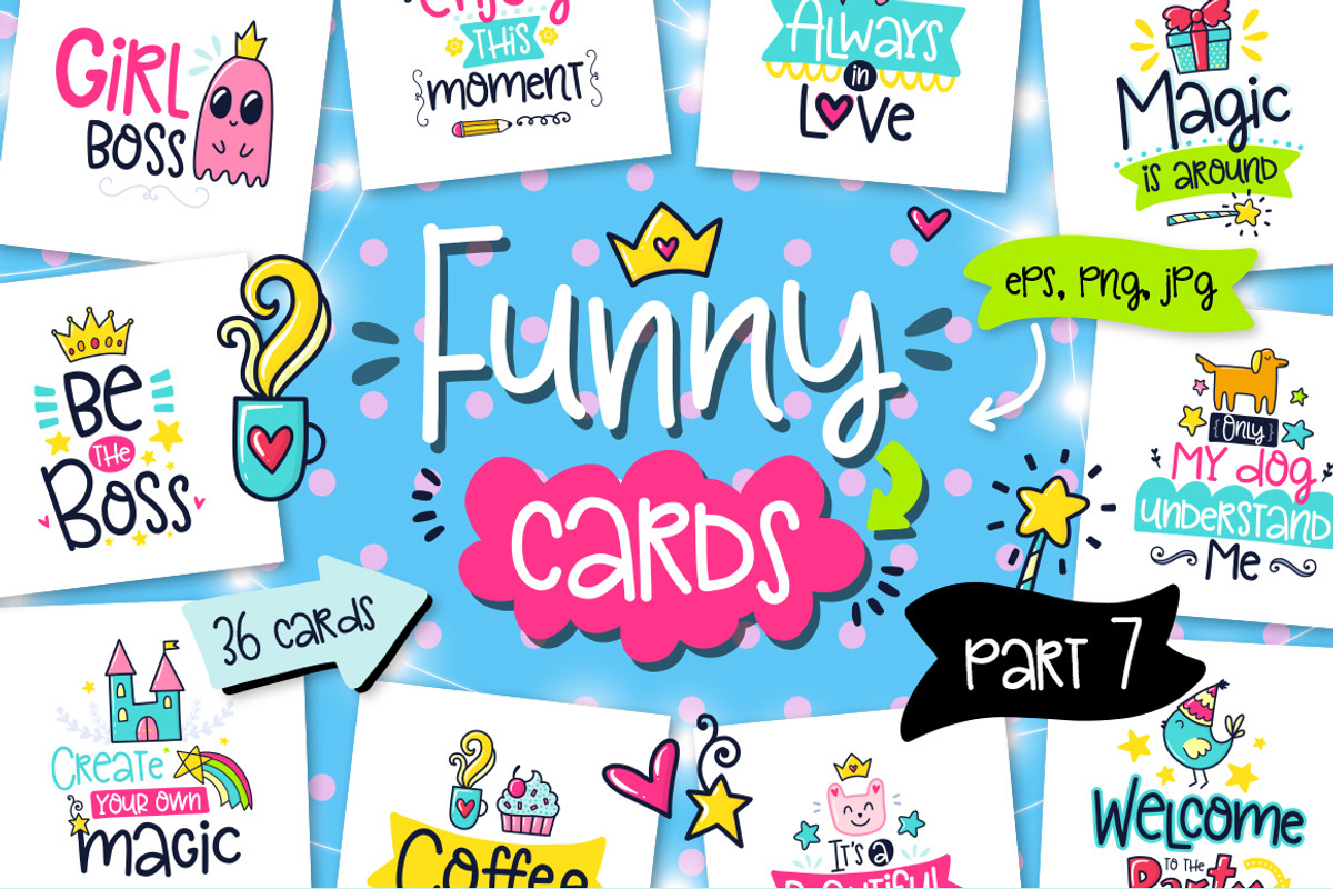 36 Funny Color Cards with Quote, a Card Template by Velliniki (Photo 1 of 7)