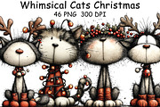 Whimsical Cats Christmas Clipart, an Illustration by CraftArtStudio (Thumbnail 1 of 6)