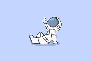 Cartoon Astronaut With Hand Up