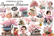 Japanese Blossom Floral Clipart, an Illustration by designcity5 (Thumbnail 1 of 5)