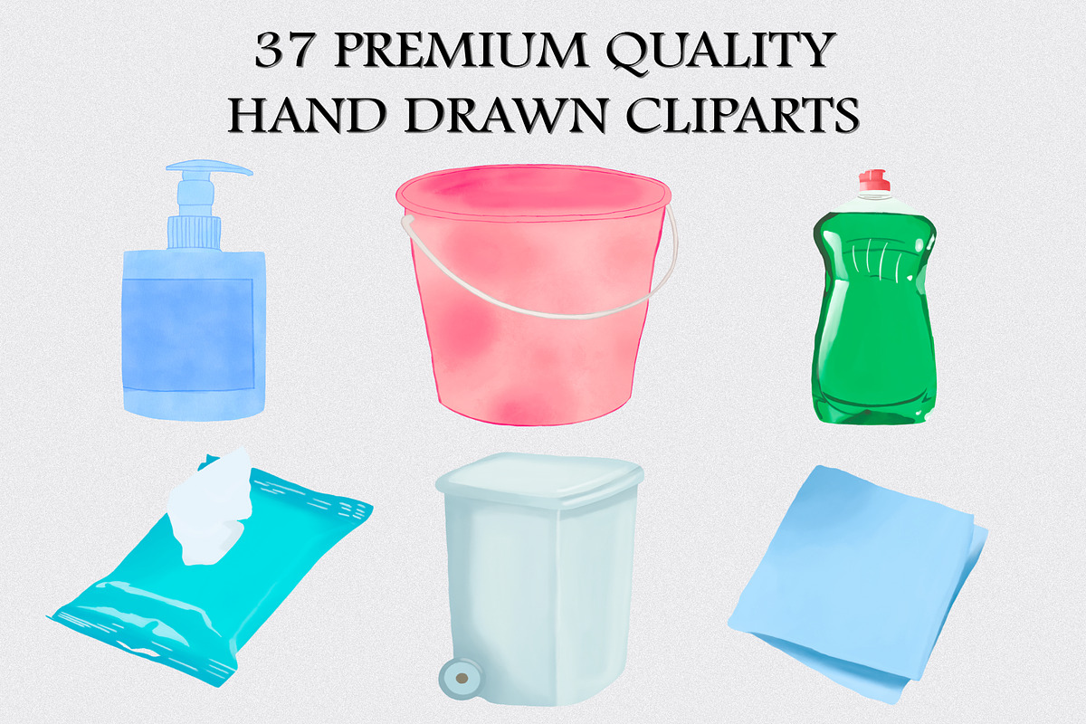 Watercolor Cleaning Supplies Clipart, an Illustration by CropUp Creative (Photo 2 of 4)