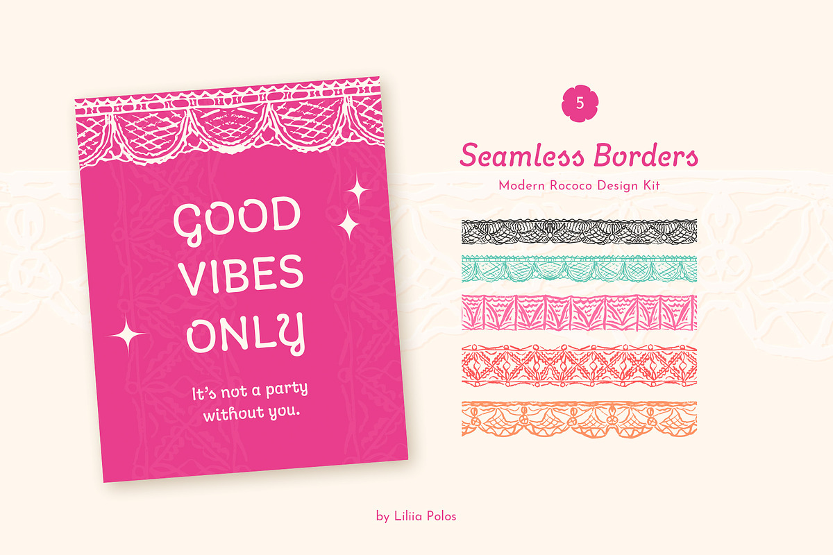 Quirky Lace — Frames & Borders, a Decorative Illustration by Liliia Polos Illustration (Photo 5 of 10)