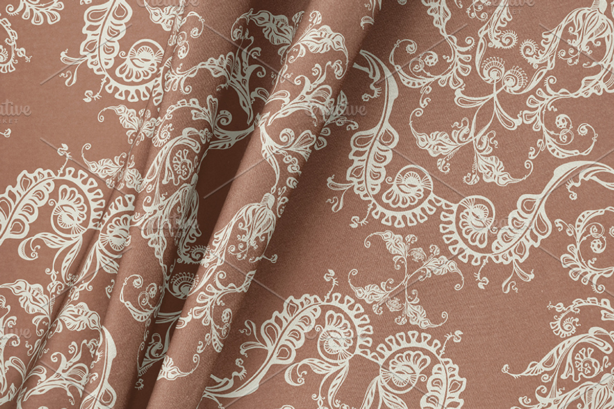 Cream & Mocha Baroque Flowers, a Pattern Graphic by ilustrinna (Photo 5 of 9)