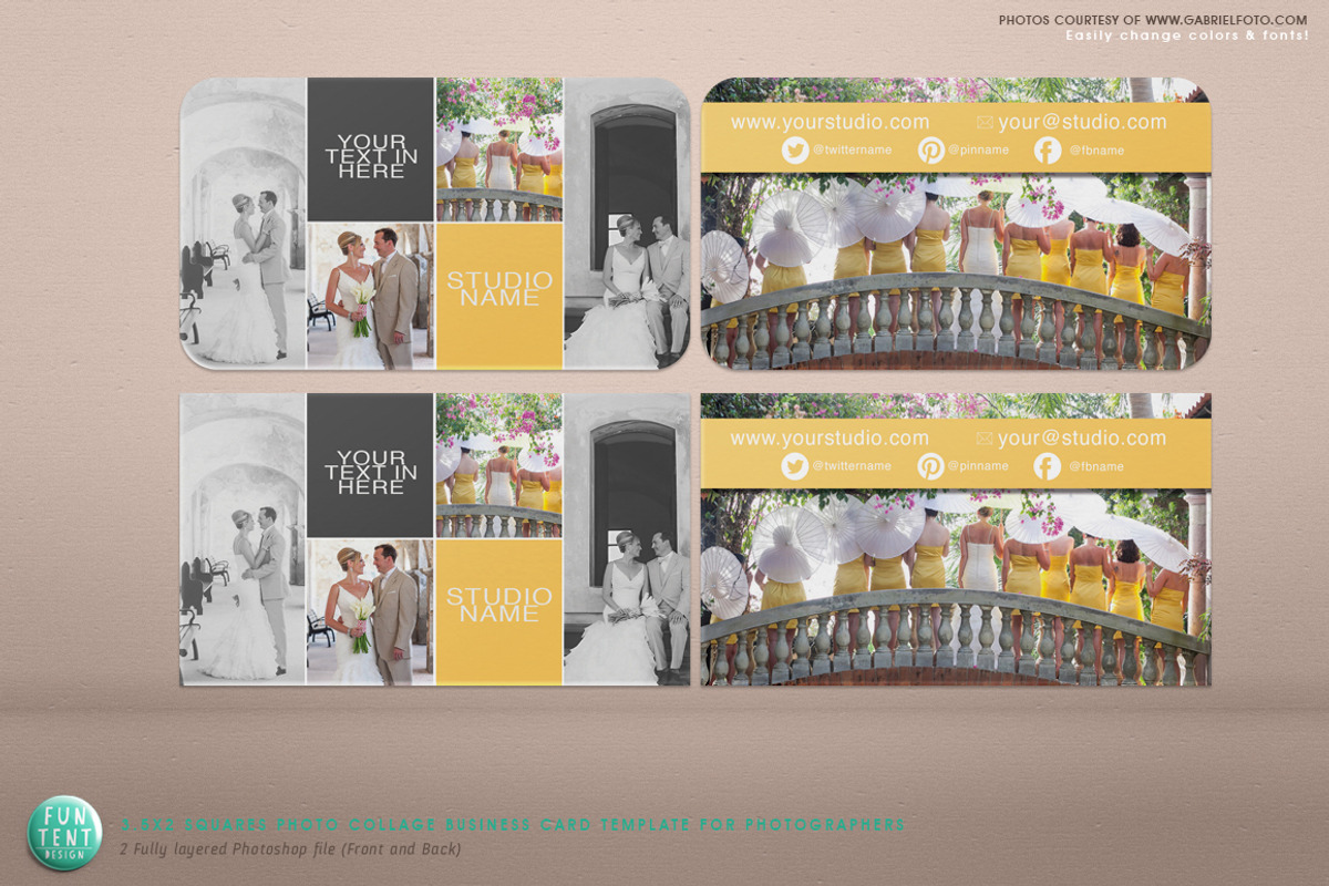 Squares Photo Collage Business Card, a Business Card Template by FUN TENT DESIGN