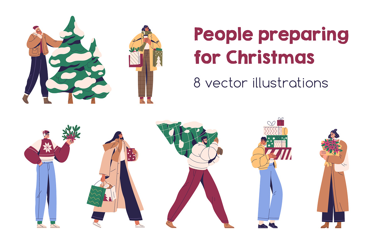 People prepare for Christmas set, a Person Illustration by Good Studio (Photo 1 of 6)