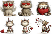 Valentine Whimsical Cat Clipart, an Illustration by DreamArtGraphic (Thumbnail 5 of 5)