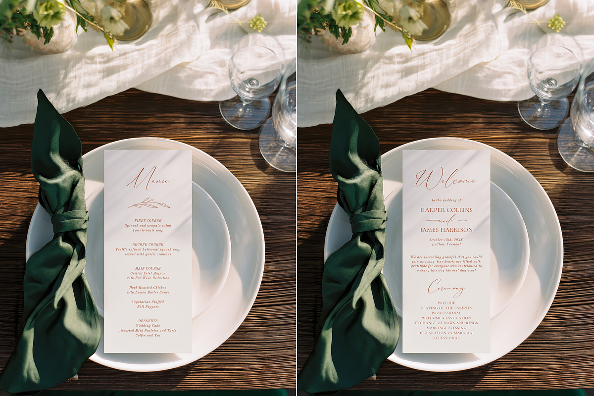 4x9.25 Green Wedding Menu Mockup, an Advertising Mockup by Serenefeeling (Photo 2 of 6)