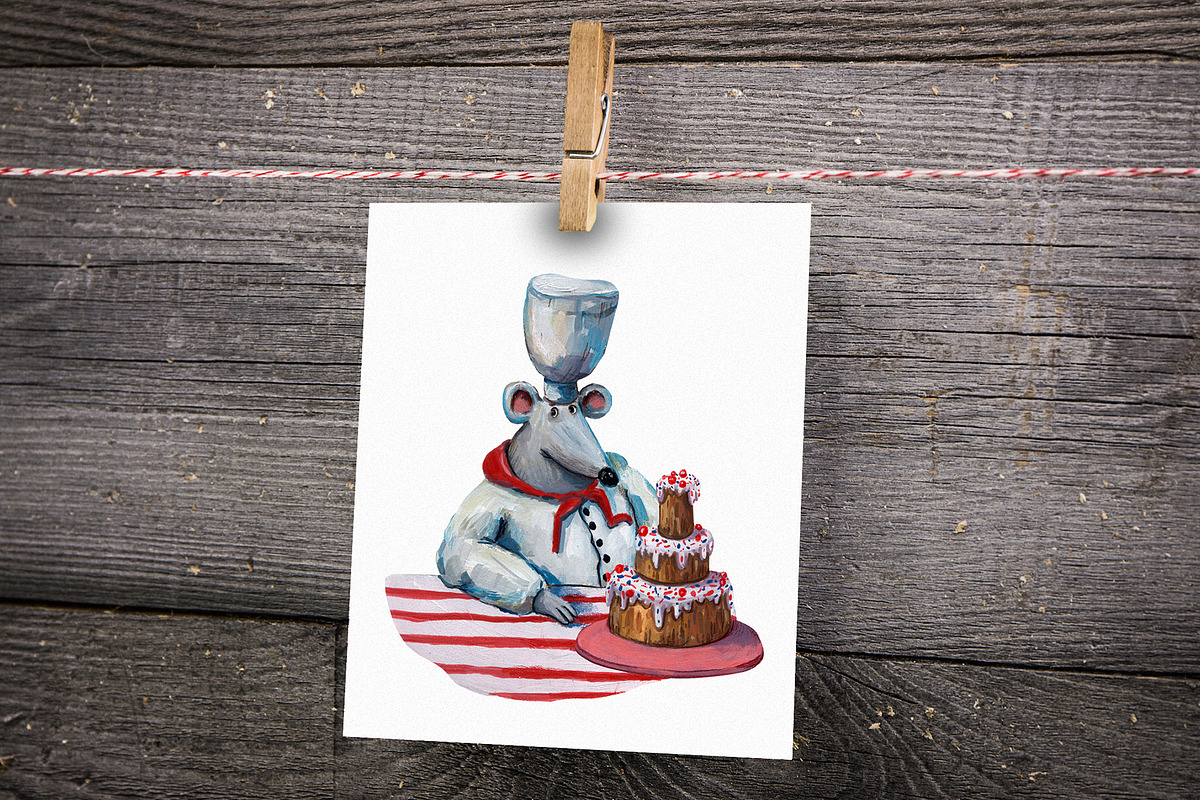 Mice Chefs - Gouache Clipart Set, an Animal Illustration by Mashamashastu (Photo 9 of 10)