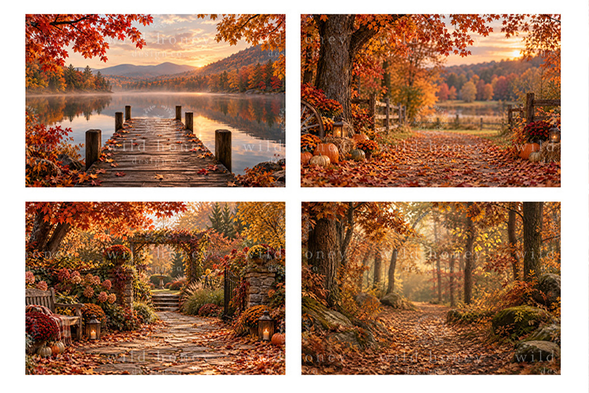 Fall Digital Backdrops BUNDLE, a Layer Style Add-On by Wild Honey Design Co. (Photo 5 of 6)