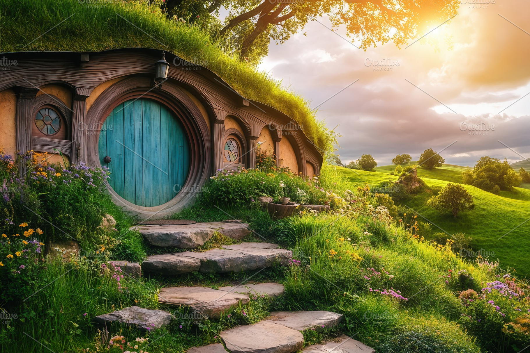 Charming hobbit house in countryside, a Photo by Pavel_design