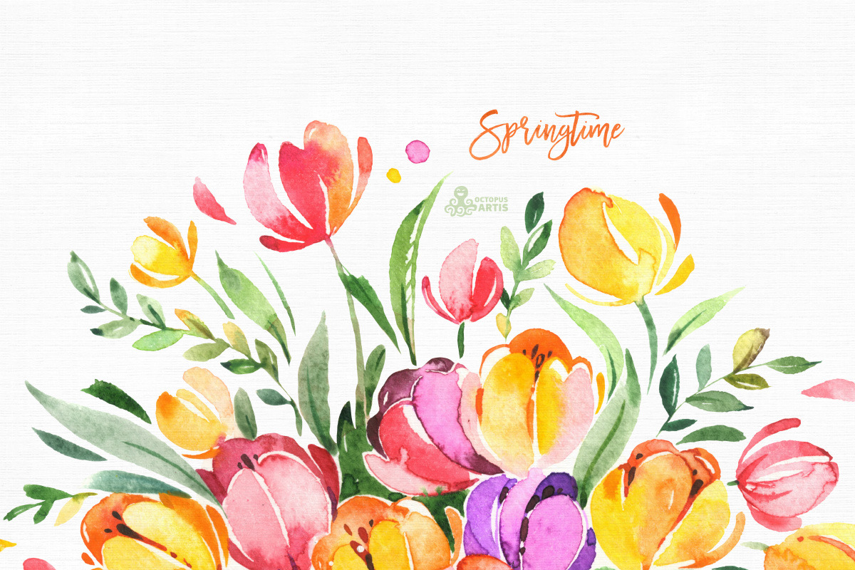 Springtime. Watercolor collection, an Illustration by OctopusArtis (Photo 3 of 8)