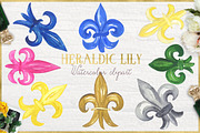 Heraldic Lily. Watercolor clipart., an Illustration by LABFcreations (Thumbnail 1 of 3)