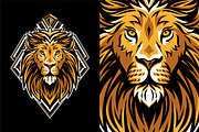 Lion Head with Geometric Badge, an Animal Illustration by weervector (Thumbnail 1 of 4)