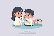 Kids Playing Doctor Flat Vector, a Person Illustration by Partikusi Design (Thumbnail 2 of 3)