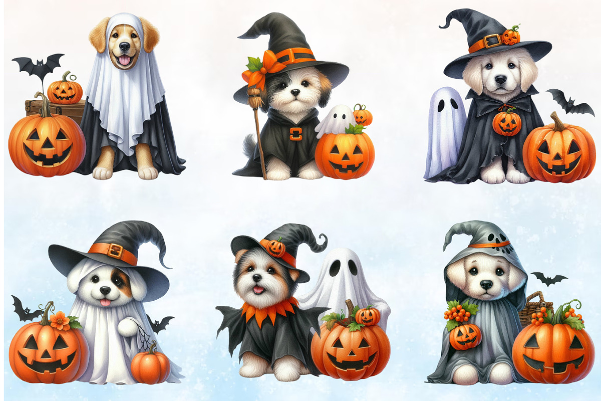 Halloween Ghost Dogs Clipart, a Seasonal Illustration by Rose Art (Photo 2 of 5)