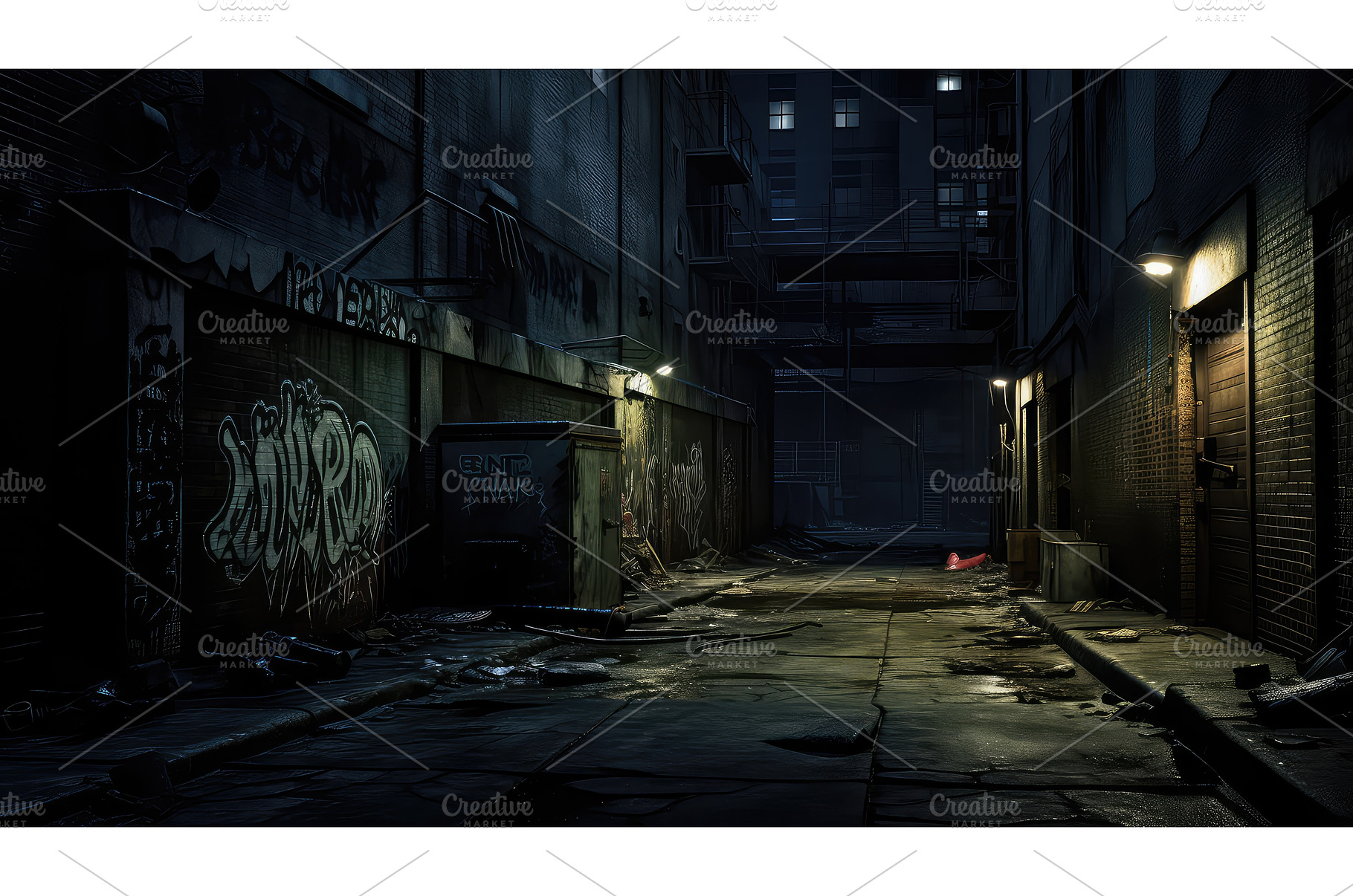 alley dark urban background ai, an Industrial Photo by pikepicture