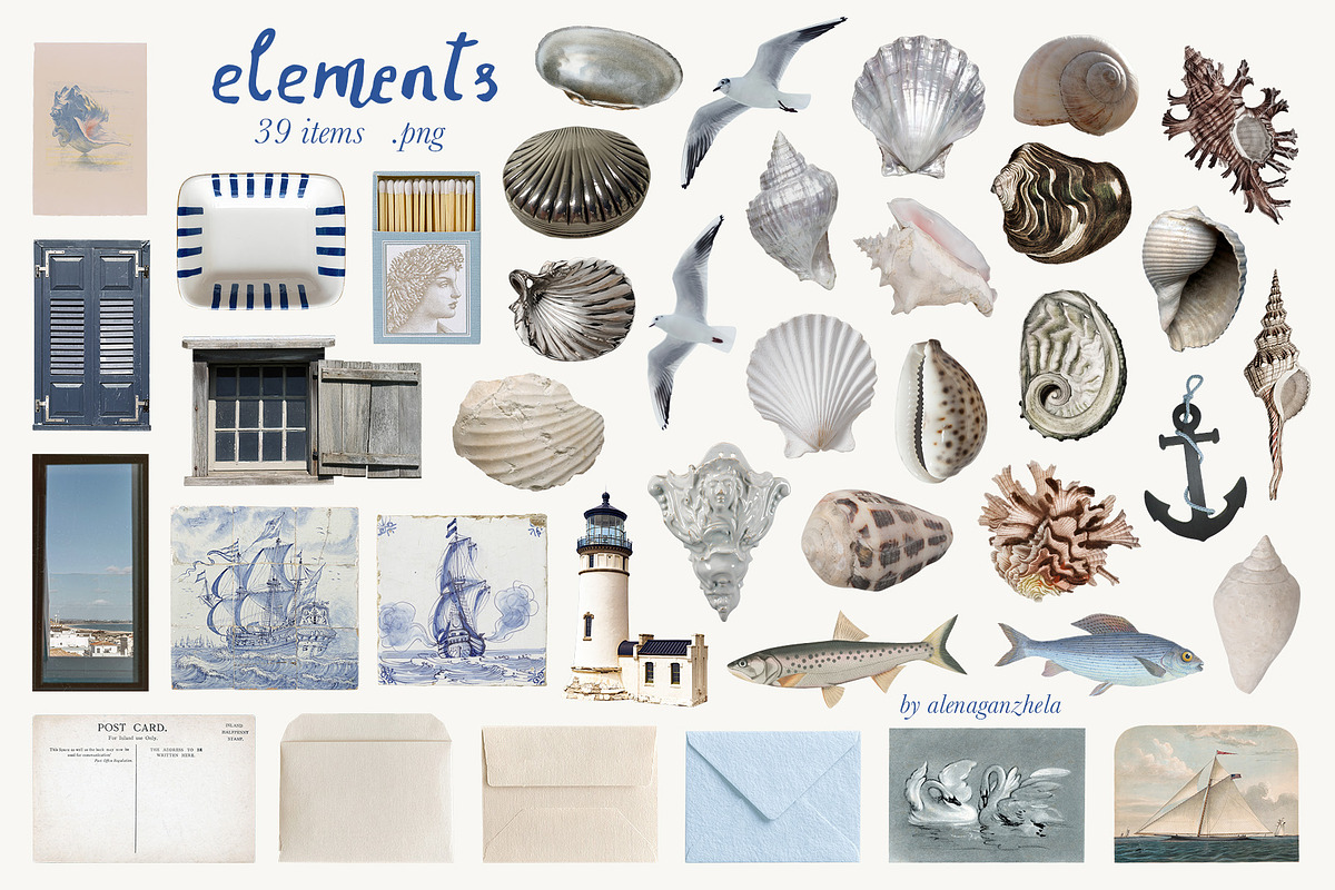 Sea Memories Mixed Collage Kit, an Object Graphic by alenaganzhela (Photo 3 of 8)