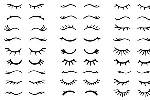 Cute closed eye with eyelashes