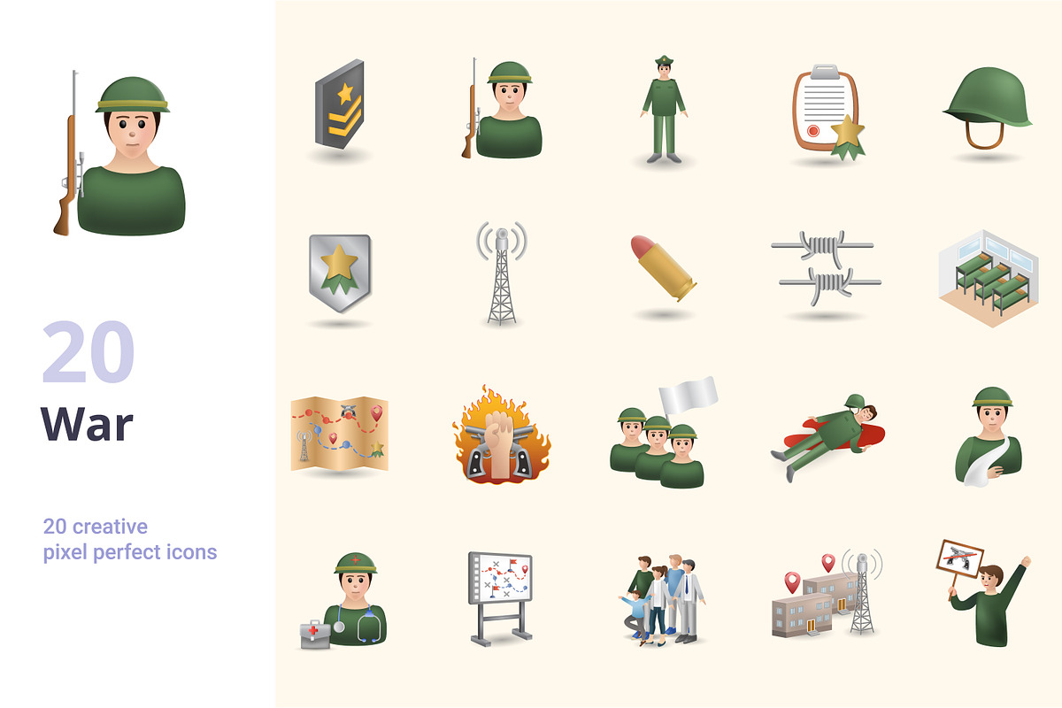 War 3D Icons Set Bundle, an Object Graphic by Aimagenarium@gmail.com (Photo 1 of 21)