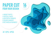 Blue paper cut banners, a Flyer Template by Vitaliy Starkov (Thumbnail 1 of 5)