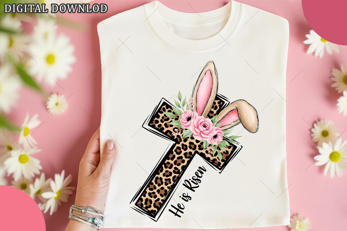 He is Risen Leopard Print Cross PNG, an Illustration by OK Design (Photo 2 of 6)