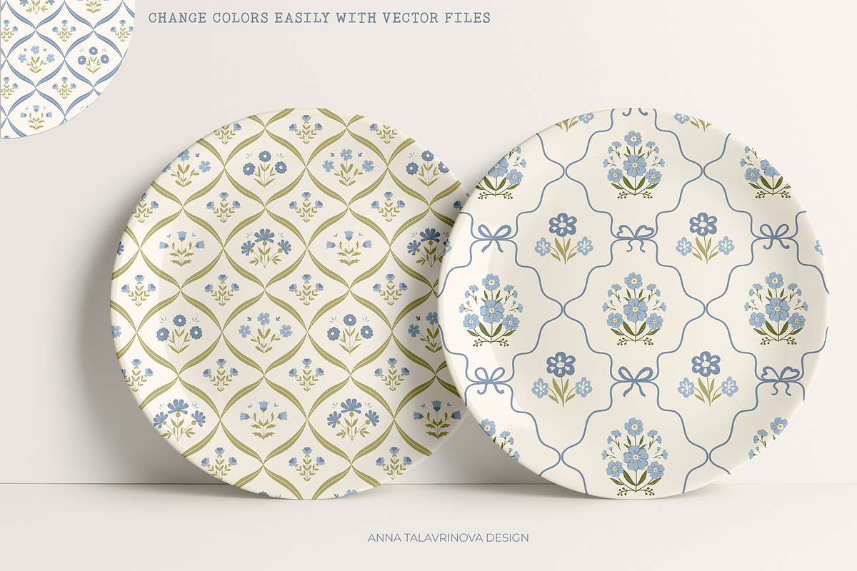 Cottage Dreams patterns, frames, bow, a Pattern Graphic by Cozy pattern shop (Photo 9 of 12)