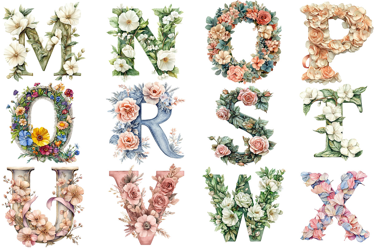 Watercolor Wedding Alphabet Clipart, an Illustration by Pixels.Craft (Photo 2 of 4)