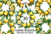 Watercolor Lemon Wreath Clipart, an Illustration by Craft Nest (Thumbnail 1 of 7)