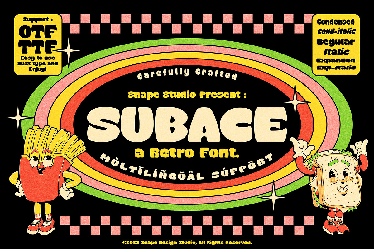 Subace - Retro Font, a Sans Serif Font by Snape Design Studio (Photo 1 of 9)