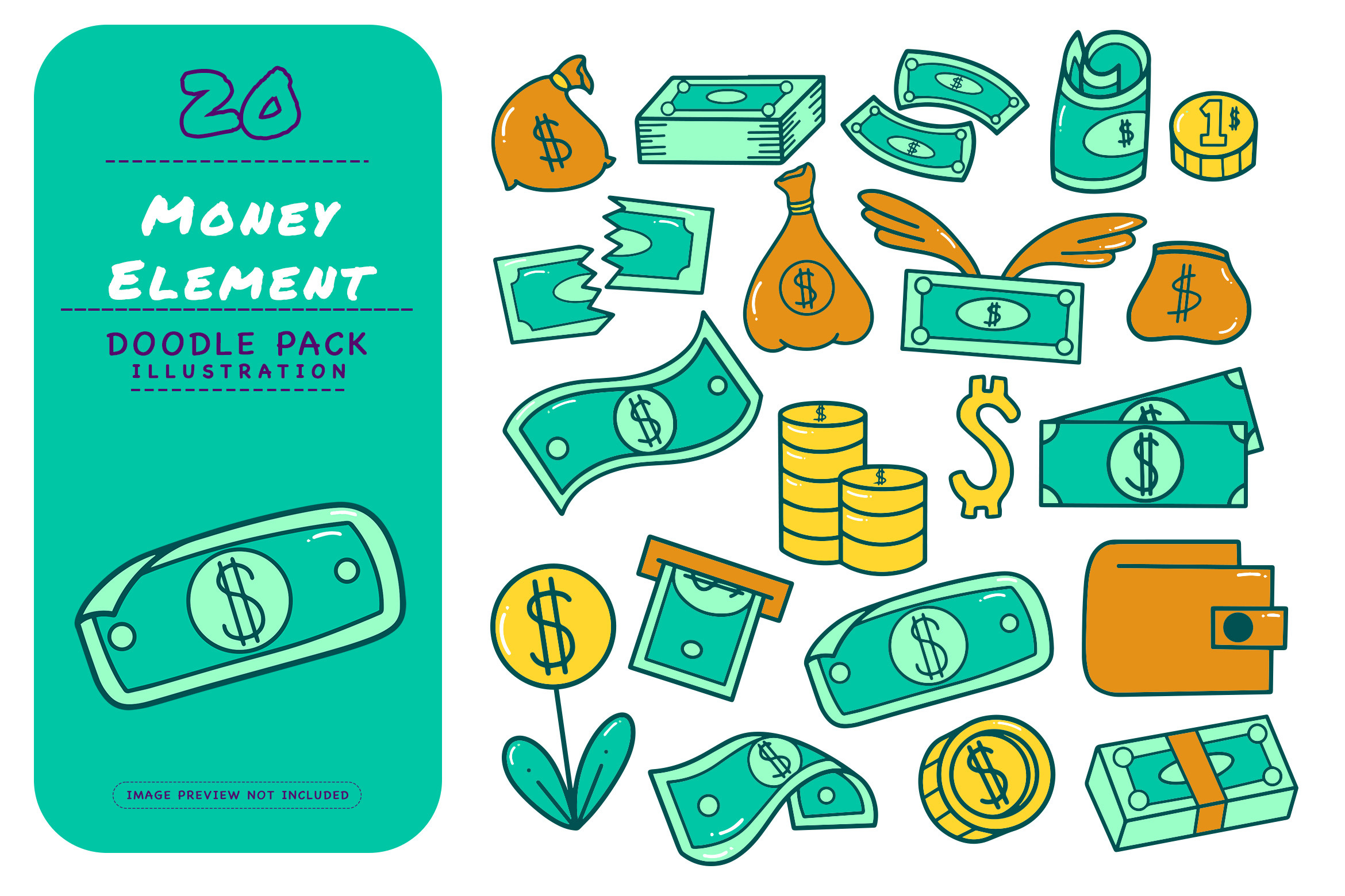 Money Element - Doodle Pack, a Finance Illustration by STR Graphs