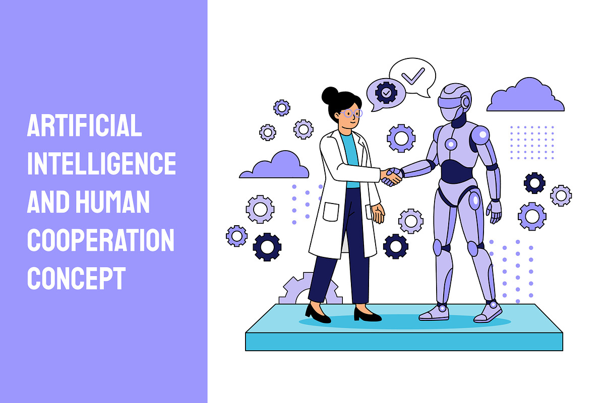 Ai & Human Cooperation Illustration, a Person Illustration by Partikusi Design (Photo 1 of 3)